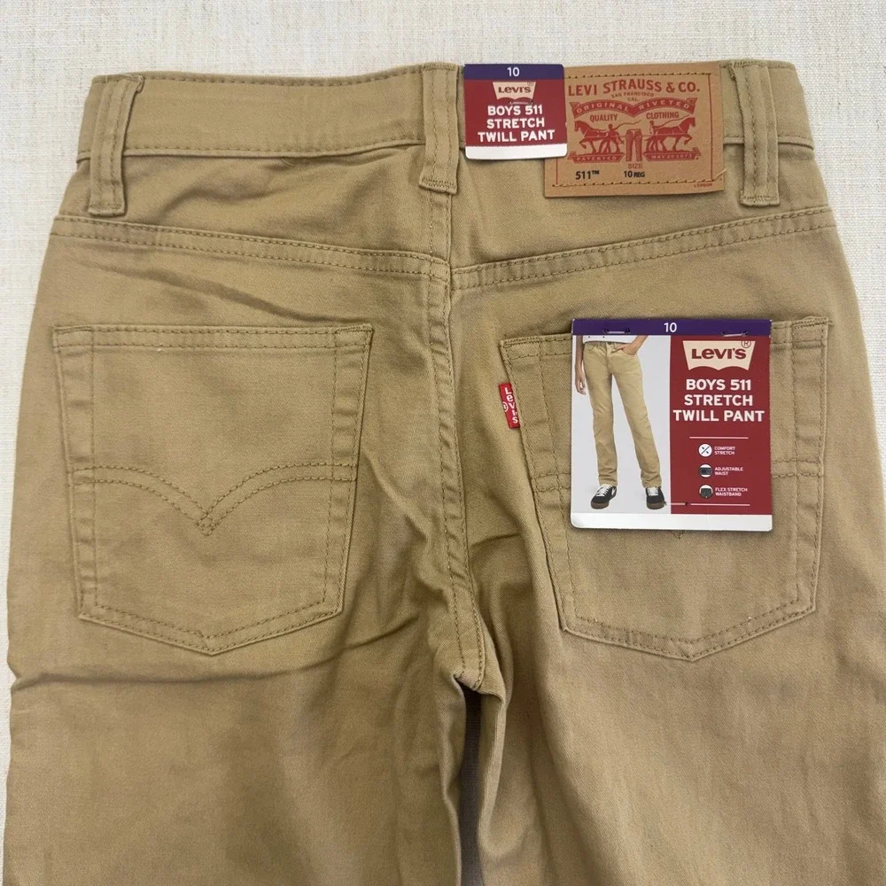 Levis Boys‎ 511 Slim Fit Adjustable Stretch Twill Pants Harvest Gold Tan Size 10